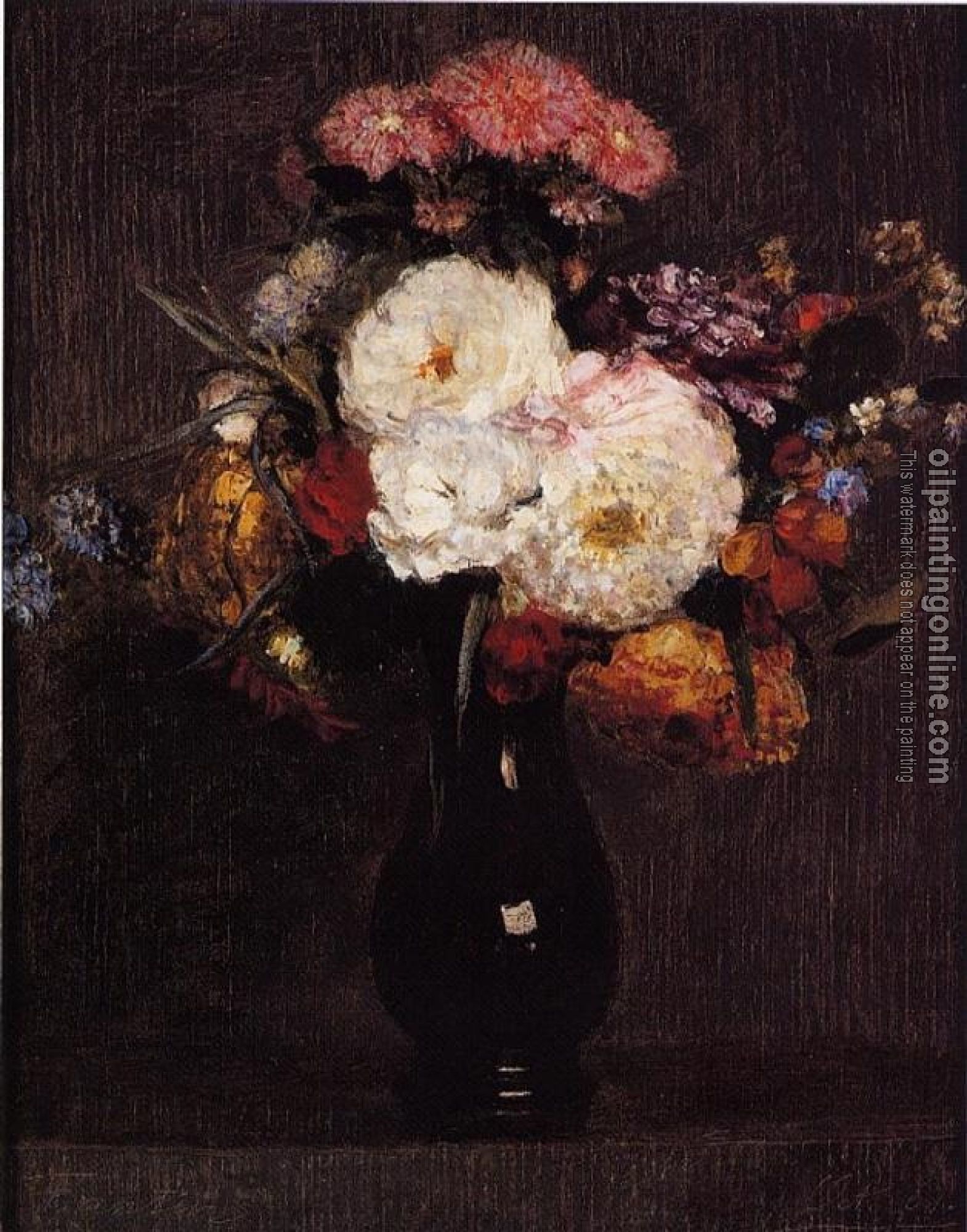Fantin-Latour, Henri - Dahlias, Queens Daisies, Roses and Corn Flowers